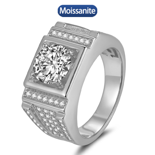 S925 silver moissanite hip-hop Cuban ring 3CT D VVS1 certified GRA certificate electroplated 18k high-end hip-hop style jewelry personalized ring party carnival 