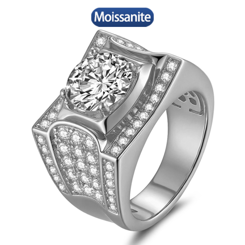 S925 silver moissanite hip-hop Cuban ring 3CT D VVS1 certified GRA certificate electroplated 18k high-end hip-hop style jewelry personalized ring party 