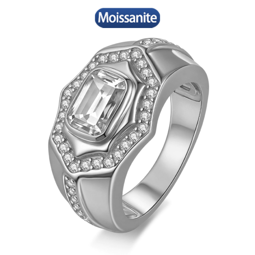 S925 Silver Moissanite Hip Hop Cuban Ring 2CT D VVS1 Certified GRA Certificate Advanced West Coast Hip Hop Style Jewelry Personalized Ring Party 