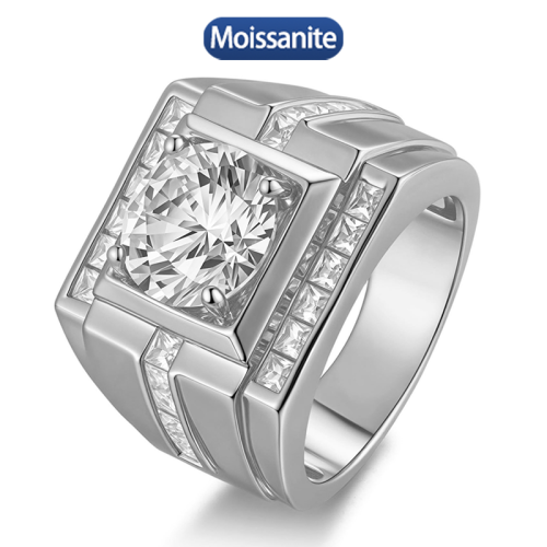 S925 Silver Moissanite Hip Hop Cuban Ring 2CT D VVS1 Certified GRA Certificate Advanced Hip Hop Style Jewelry Personalized Ring Party Carnival 