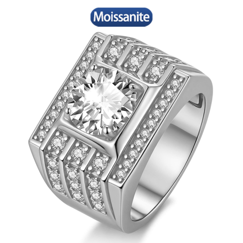 S925 Silver Moissanite Hip Hop Cuban Ring 3CT D VVS1 Certified GRA Certificate Advanced West Coast Hip Hop Style Jewelry Personalized Ring Party 