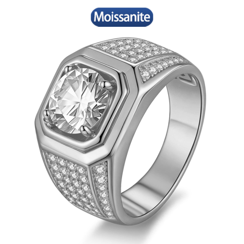 S925 Silver Moissanite Hip Hop Cuban Ring 2CT D VVS1 Certified GRA Certificate Advanced Hip Hop Style Jewelry Personalized Ring Party Carnival 