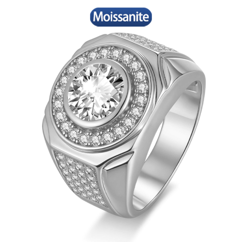 S925 Silver Moissanite Hip Hop Cuban Ring 2CT D VVS1 Certified GRA Certificate Advanced West Coast Hip Hop Style Jewelry Personalized Ring Party 