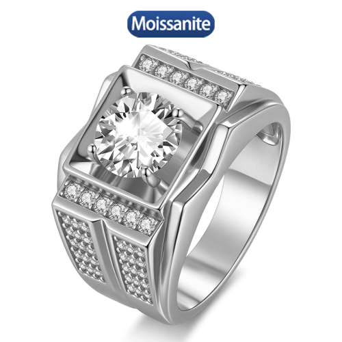 S925 Silver Moissanite Hip Hop Cuban Ring 2CT D VVS1 Certified GRA Certificate Advanced Hip Hop Style Jewelry Personalized Ring Party 