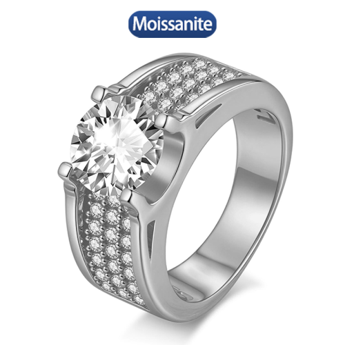 S925 silver moissanite hip-hop Cuban ring 3CT D VVS1 certified GRA certificate electroplated 18k high-end hiphop style jewelry personalized ring party carnival 