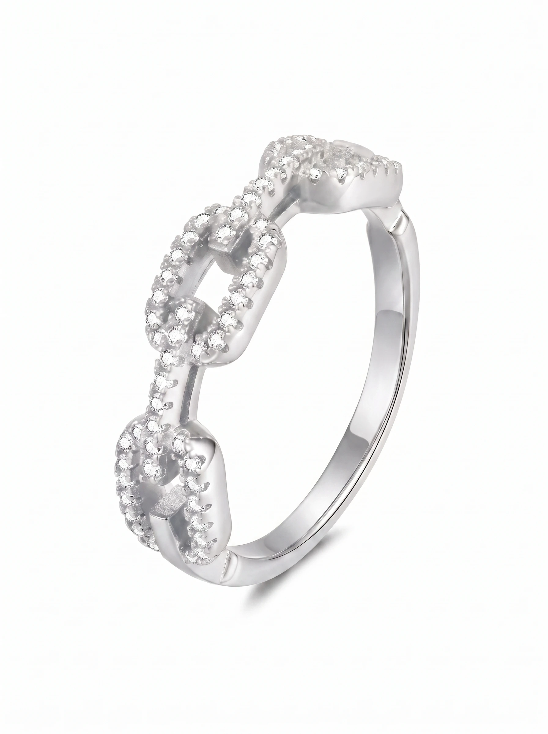 925 Sterling Silver Eternity Pave Setting Pavé Setting Moissanite Ring
