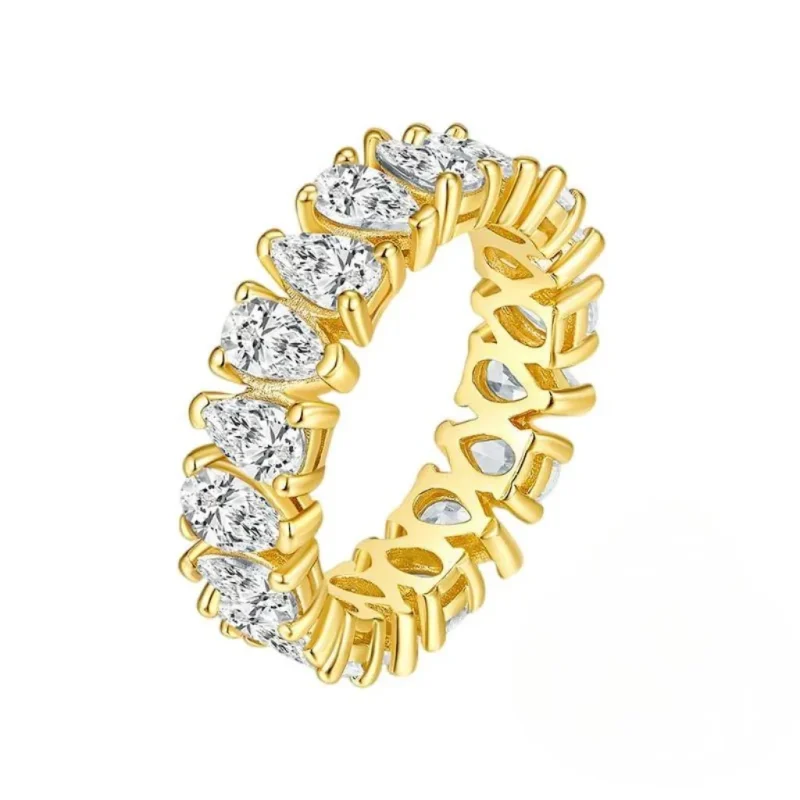 925 Sterling Silver Trendy U-shaped Setting Pear-shaped Cubic Zirconia Ring