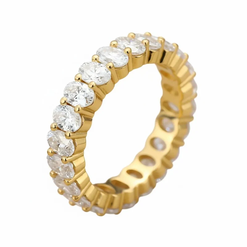 S925 High Luxury single-row elliptical zircon wedding Ring
