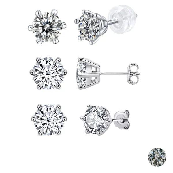 925 sterling silver women's diamond Solitaire earrings stud