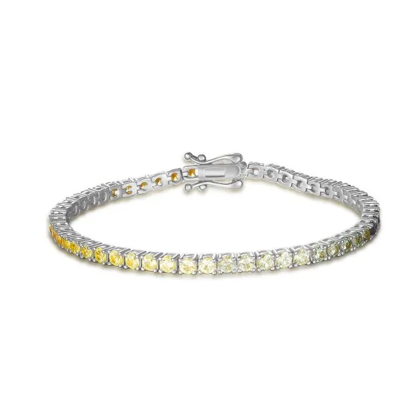 3MM Cultivated Colored Diamond Tennis Bracelet Ladies 18K Gold