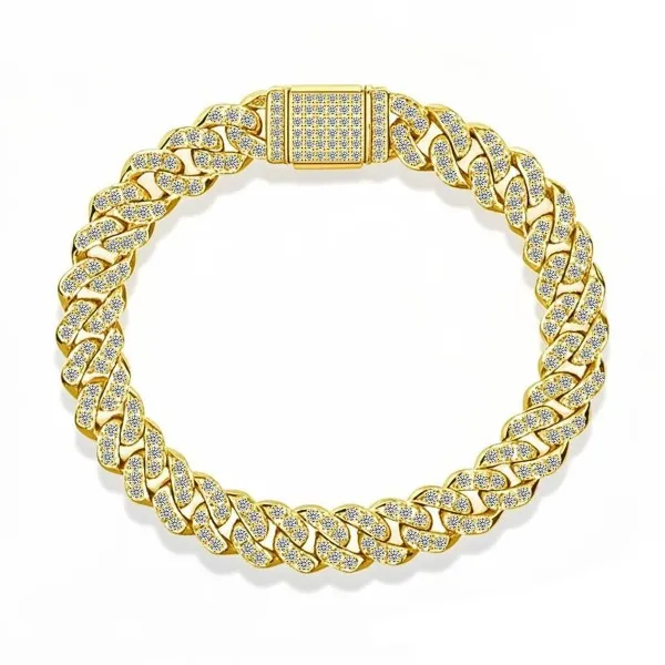Hip-hop style ice diamond shining moissanite Cuban link bracelet
