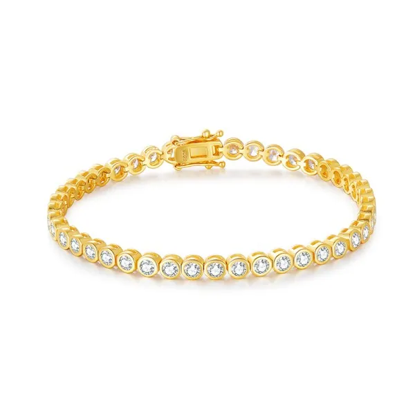 Simple Style Bezel Setting Moissanite Tennis Bracelet