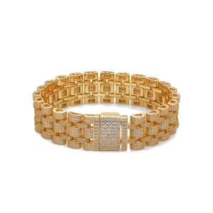 Three-layer fully inlaid moissanite rectangular clasp Cuban bracelet - The second picture