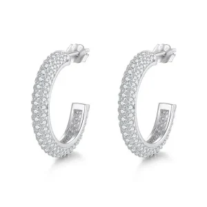 18K Moissanite Full Diamond C shaped Drop Earrings