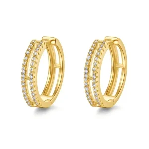 Moissanite Double Row Clip Circle earrings