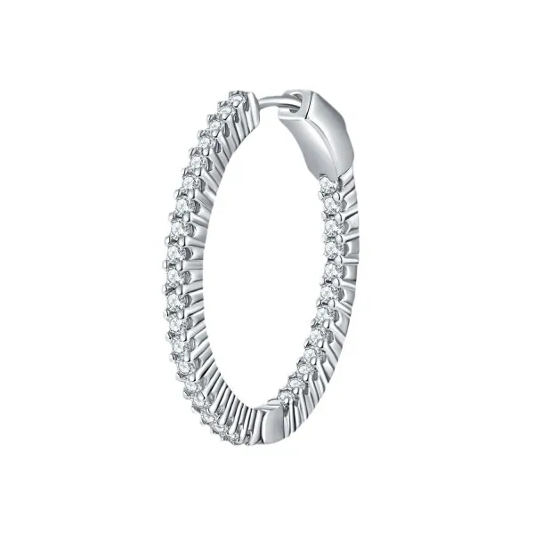 White Gold Symmetric Inside Out Inlaid Moissanite Circle Earrings