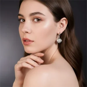 18K Moissanite Evil Eye Drop Earrings - The second picture