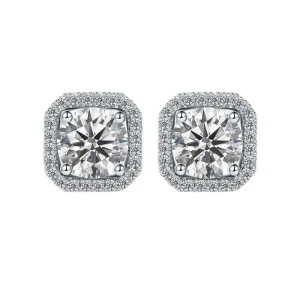 18K Moissanite Princess Cut Diamond Stud Earrings