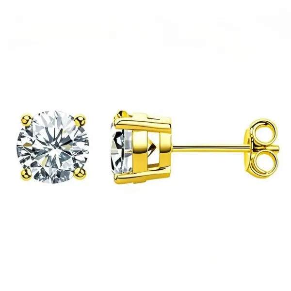 Women's Single Moissanite Diamond Stud Earrings