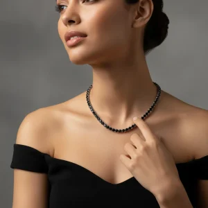 Pure Silver Black Moissanite Tennis Chain - The second picture