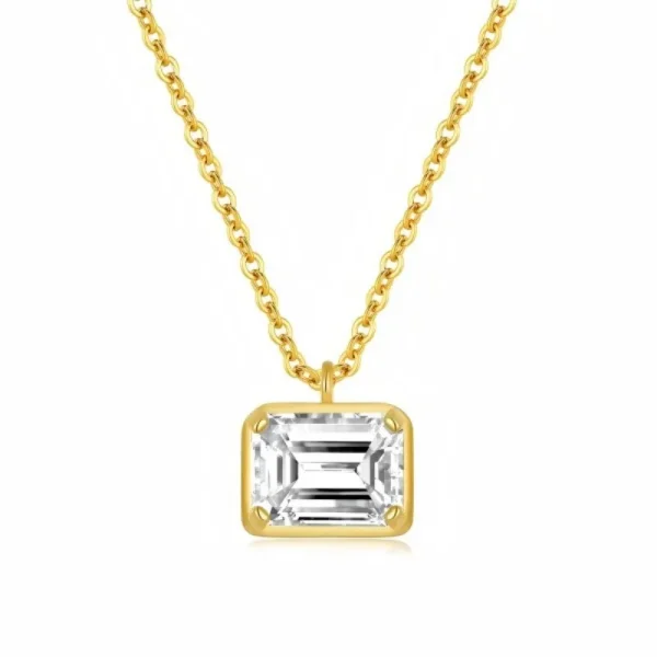 VVS1 Moissanite Emerald Cut Single Diamond Pendant
