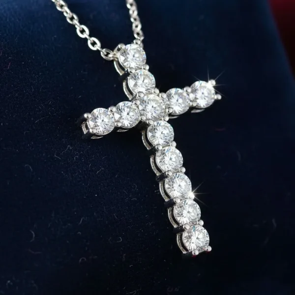 White Gold Tennis Cross Pendant