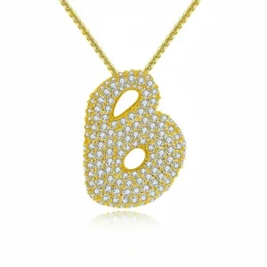 VVS1 Moissanite Alphabet Letter Bubble Pendant