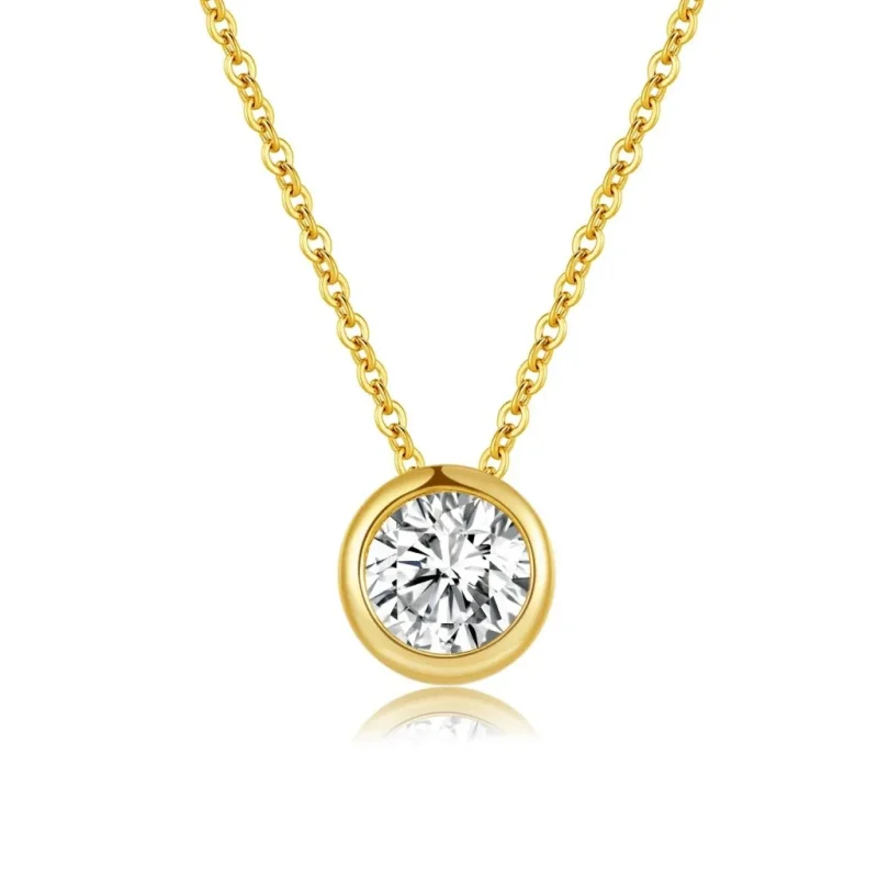 Sterling Silver Single Moissanite Diamond Pendant