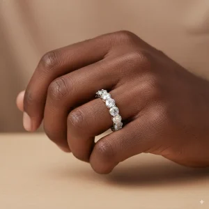 Moissanite 4 Prong Full Set Eternity Engagement Ring - The second picture