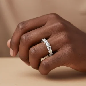 Moissanite 4 Prong Full Set Eternity Engagement Ring - The second picture