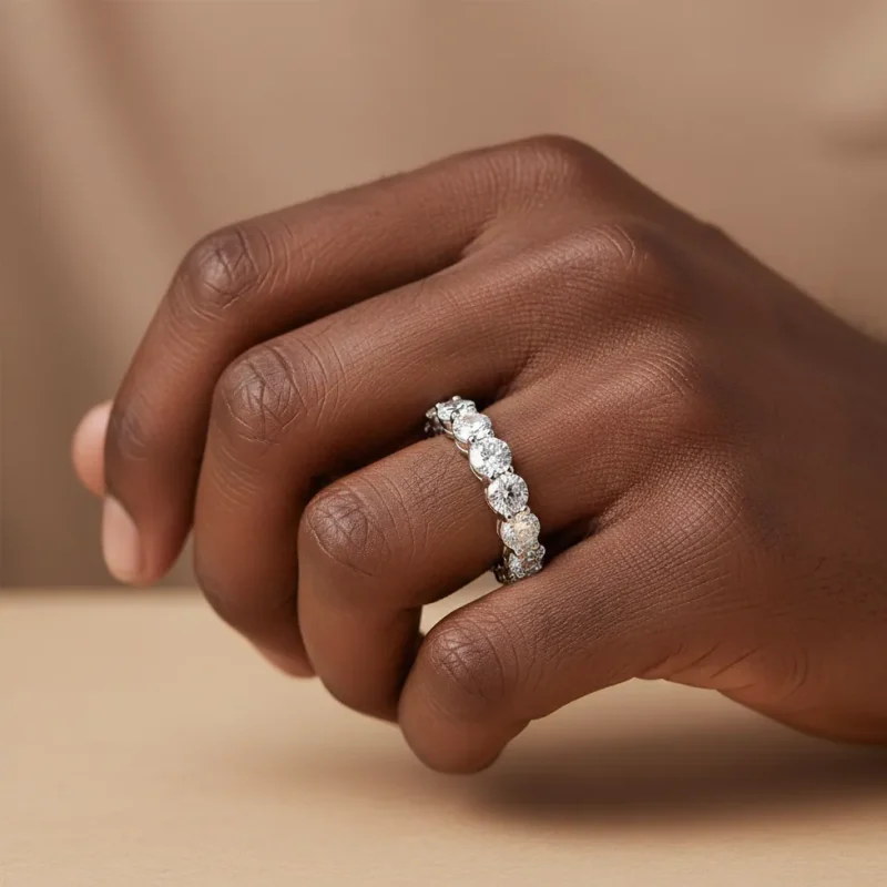 Moissanite 4 Prong Full Set Eternity Engagement Ring