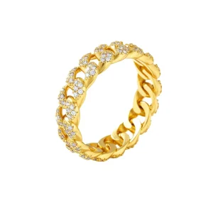 VVS1 Moissanite 925 Sterling Silver Cuban Link Ring