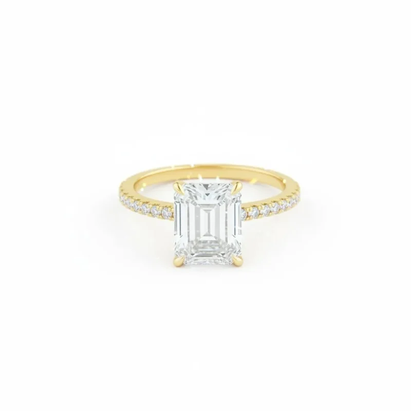 Moissanite  Emerald Cut 4 Prong Basket Setting Ring