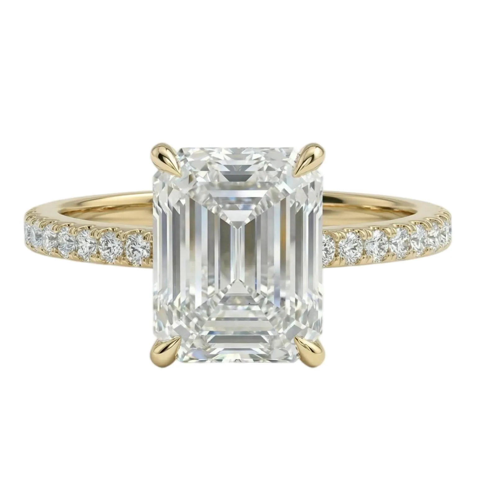 Moissanite  Emerald Cut 4 Prong Basket Setting Ring