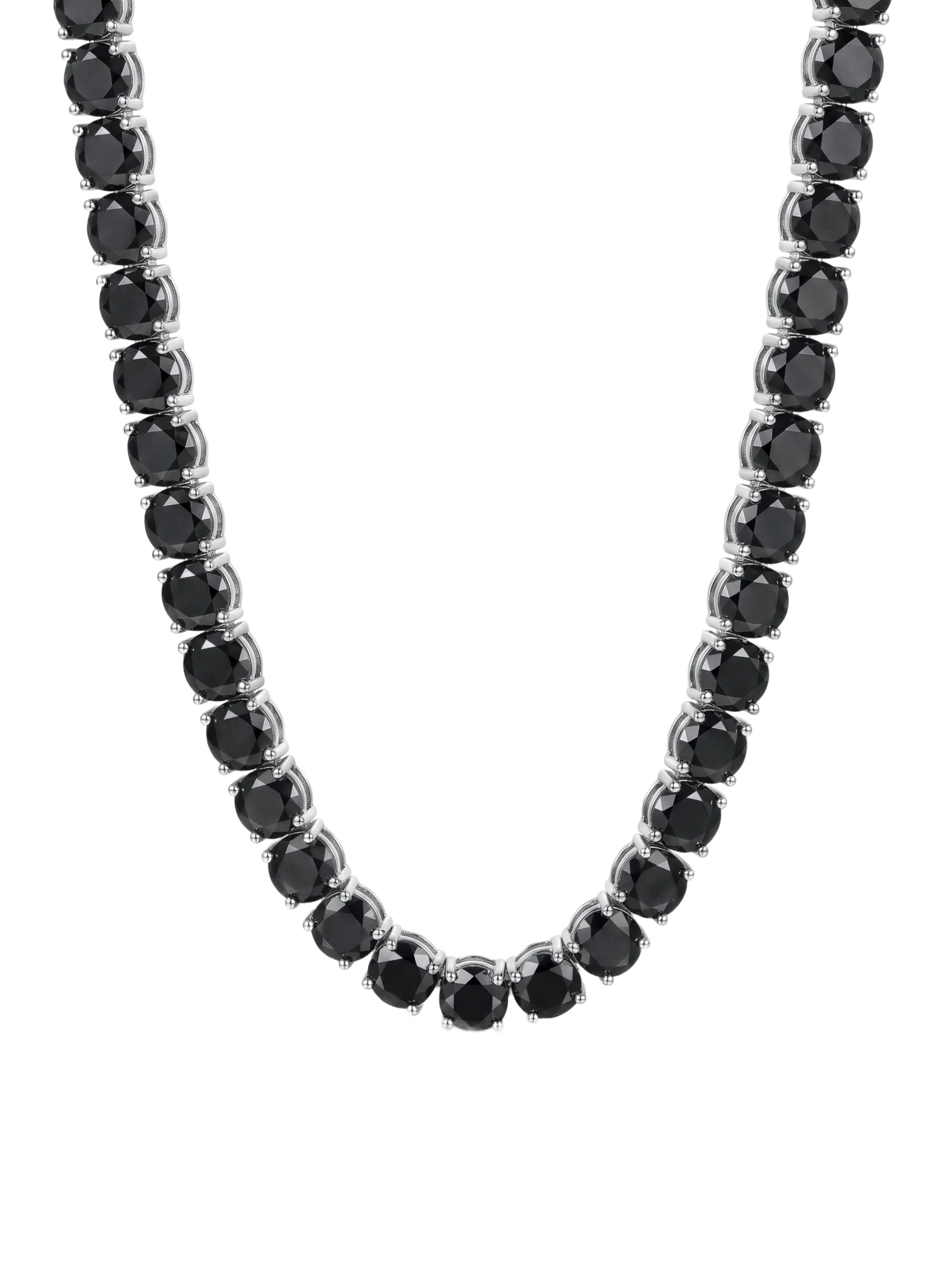 Pure Silver Black Moissanite Tennis Chain