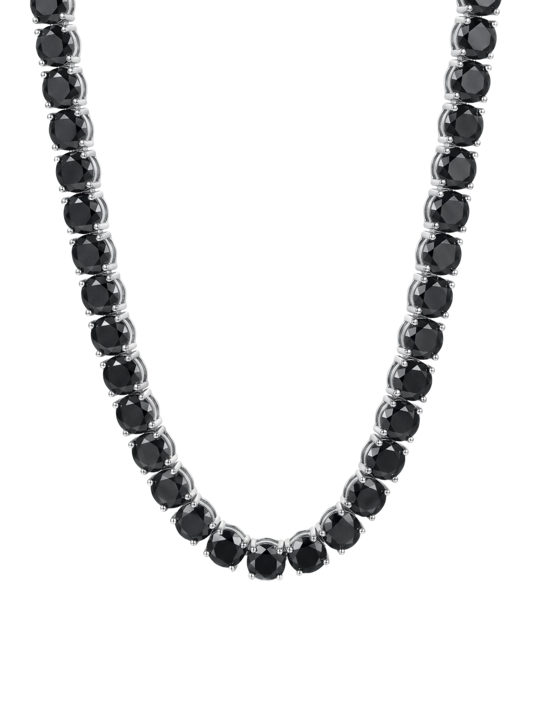 Pure Silver Black Moissanite Tennis Chain
