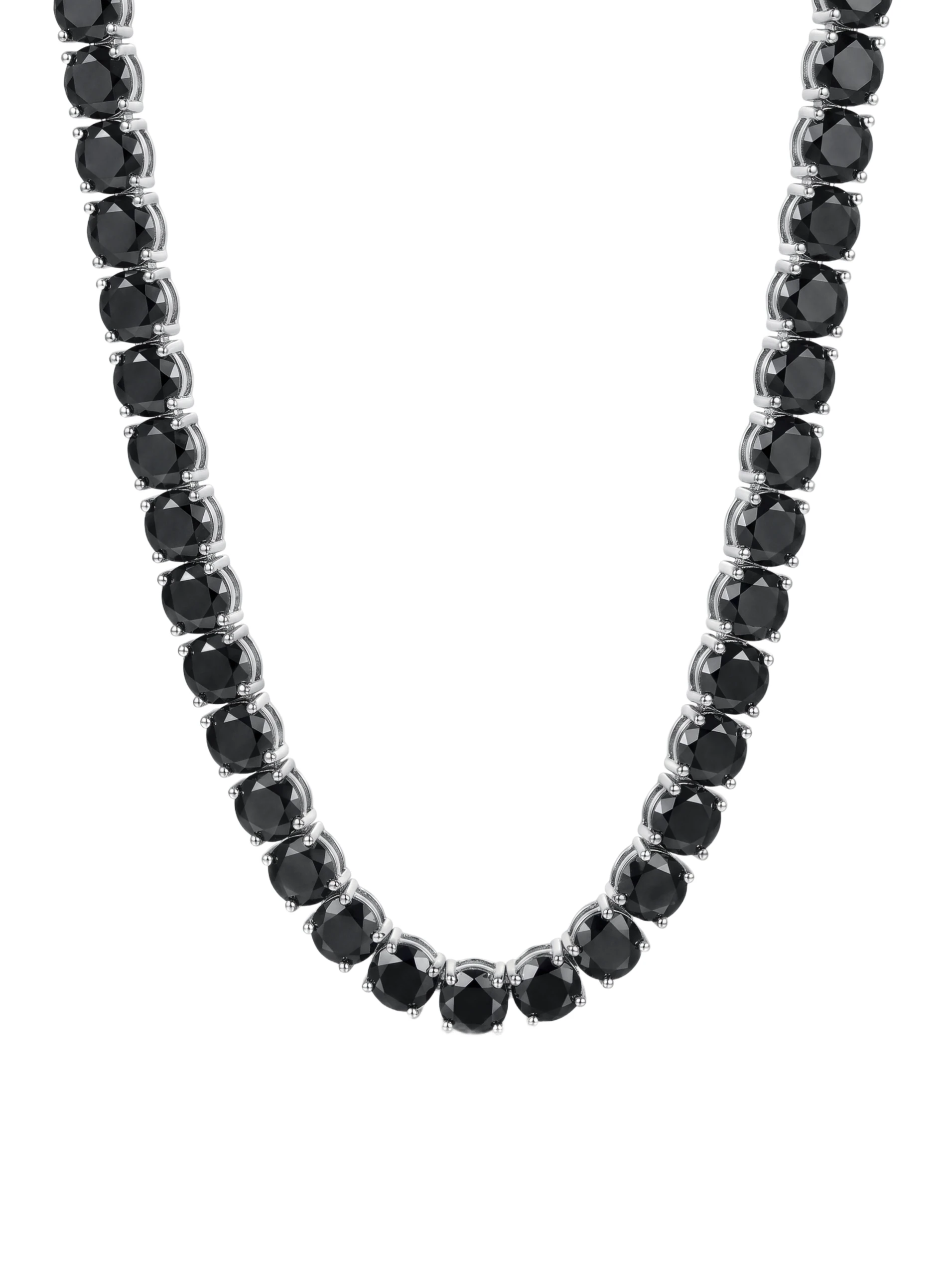 Pure Silver Black Moissanite Tennis Chain