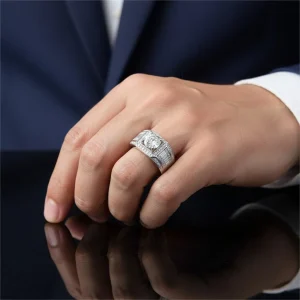 Moissanite Luxury Gold Square Signet Ring - The second picture