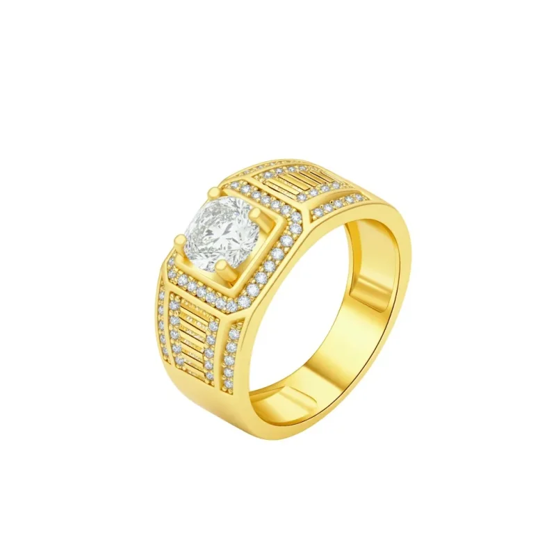 Moissanite Luxury Gold Square Signet Ring