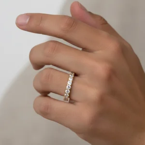 Moissanite Shared Prongs Eternity Ring 3MM - The second picture