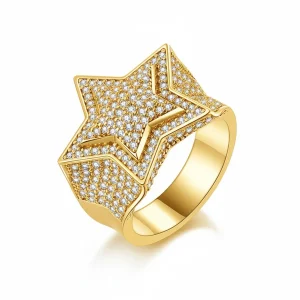 Moissanite Luxury Chunky Star Ring 18K