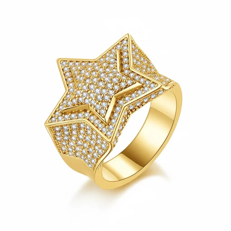 Moissanite Luxury Chunky Star Ring 18K