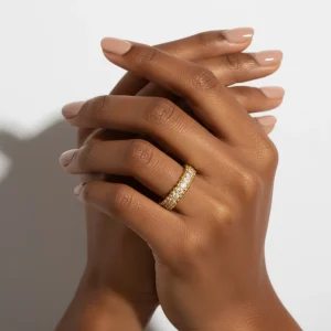 Eternity Ring Gold Single Row Moissanite Dot Prongs - The second picture