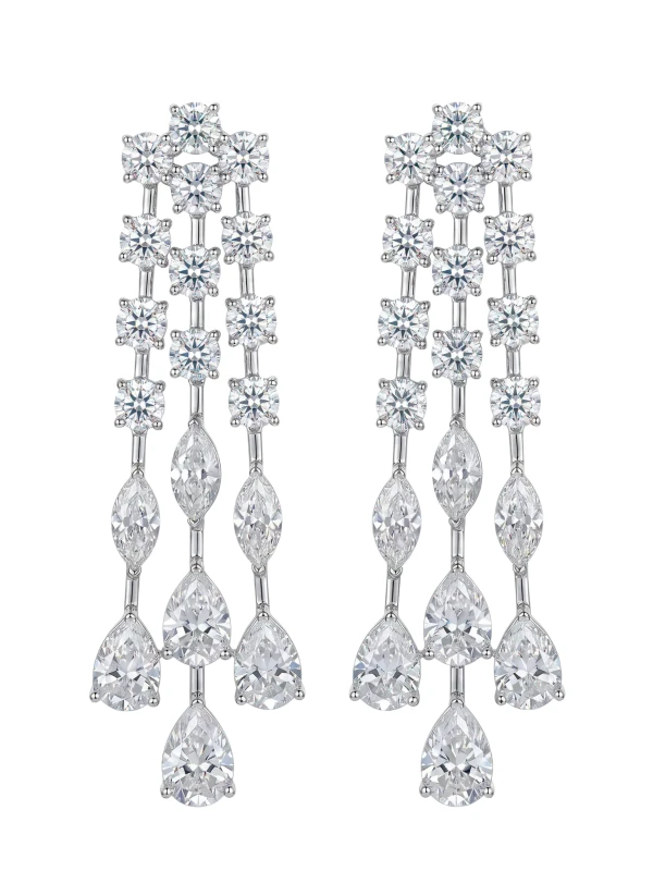 925 Sterling Silver Solitaire High Setting Moissanite Earrings - The second picture