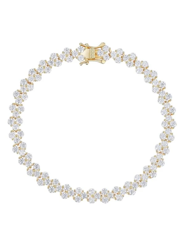 925 Sterling Silver Eternity Pave Setting Moissanite Bracelet - The second picture