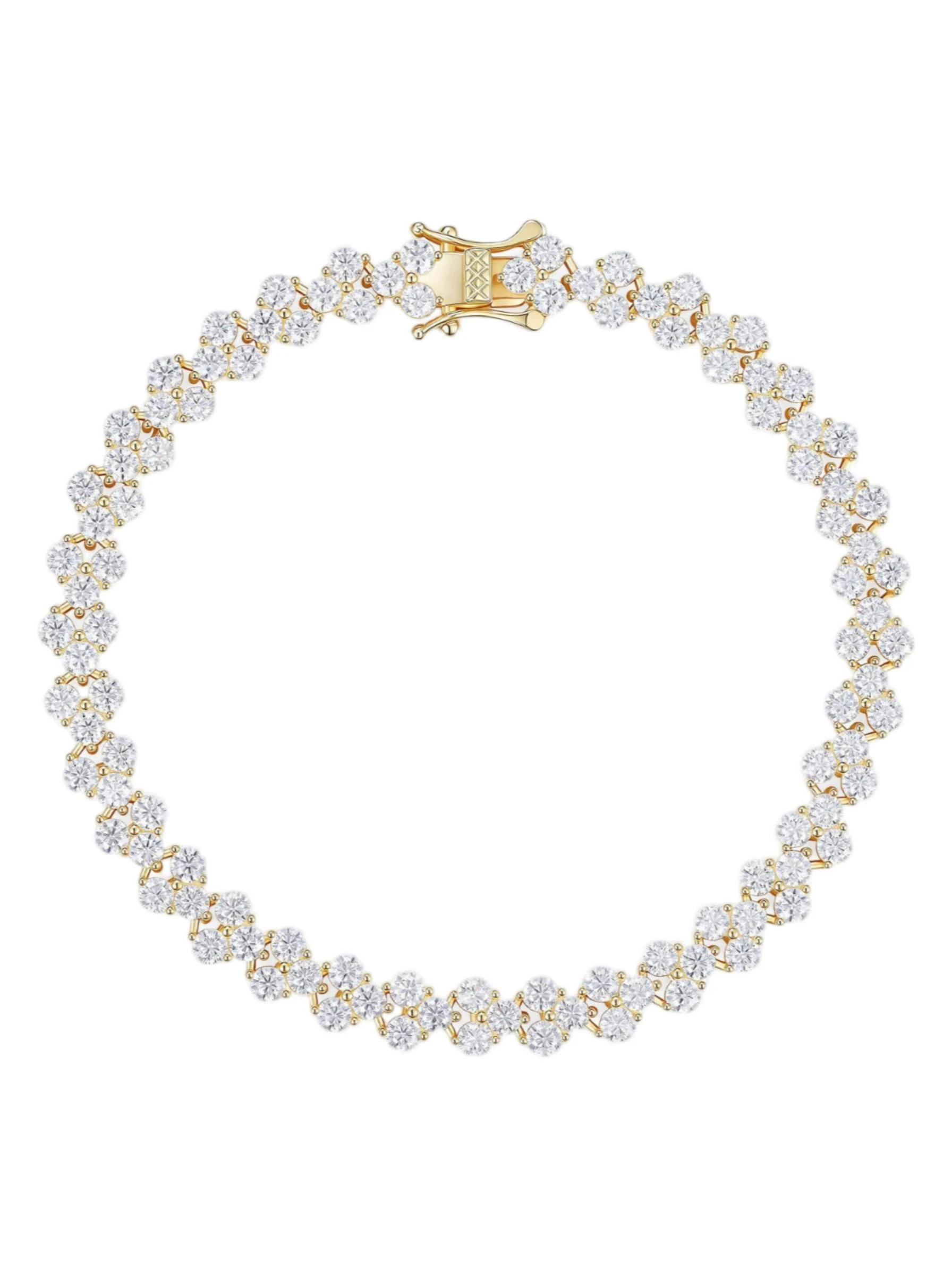 925 Sterling Silver Eternity Pave Setting Moissanite Bracelet