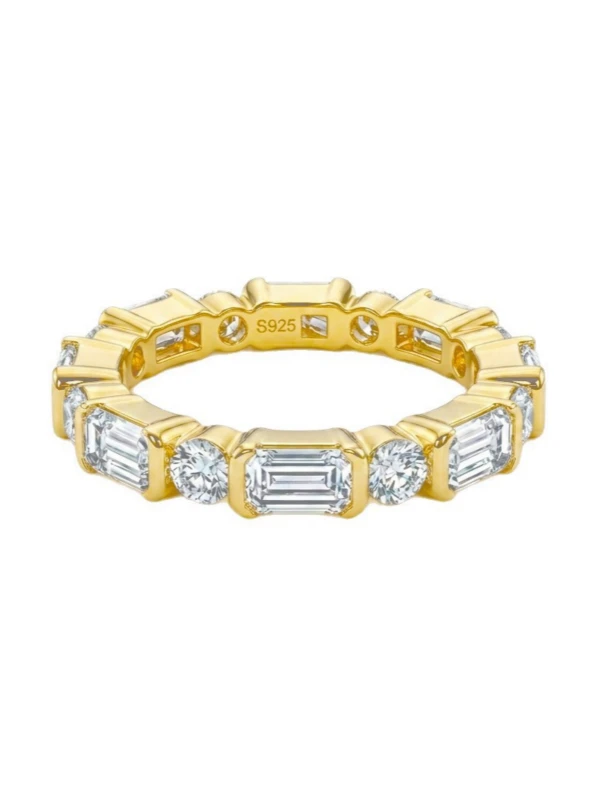 925 Sterling Silver Eternity Pave Setting Bezel Set Moissanite Ring - The second picture