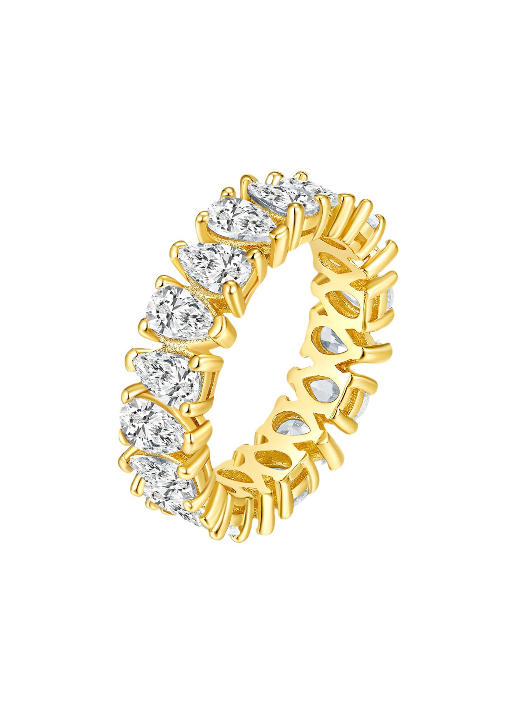 925 Sterling Silver Eternity Pave Setting Moissanite Ring