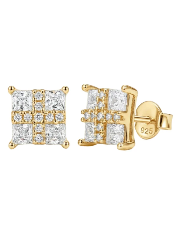 925 Sterling Silver Solitaire High Setting Pavé Setting Moissanite Earrings - The second picture