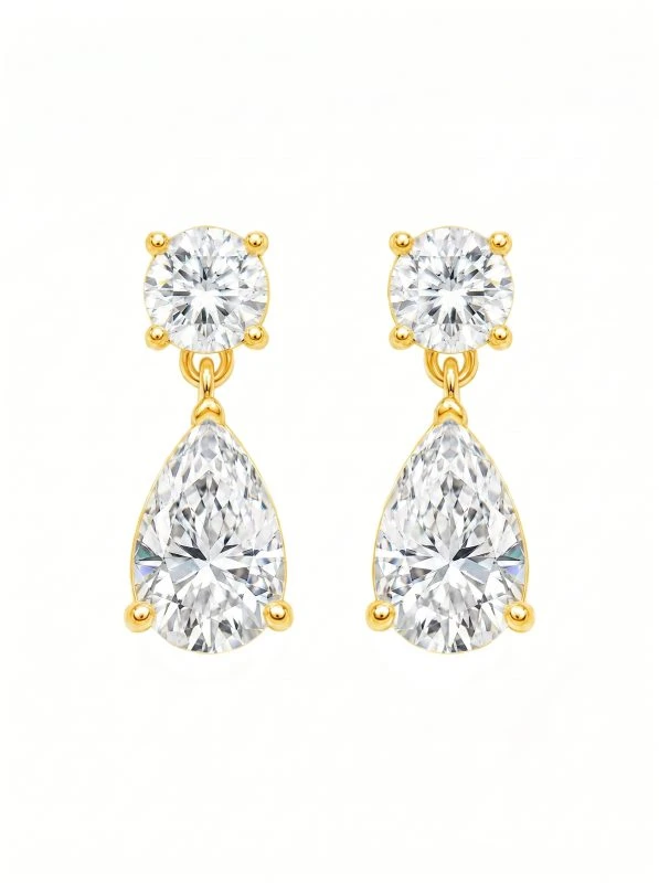 925 Sterling Silver Solitaire High Setting Moissanite Earrings - The second picture